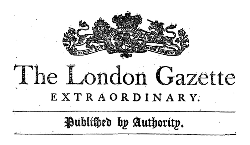7 พ.ย.ปี 1665 กำเนิด London Gazette หนังสือพิมพ์ภาษาอังกฤษที่เก่าแก่ที่สุด